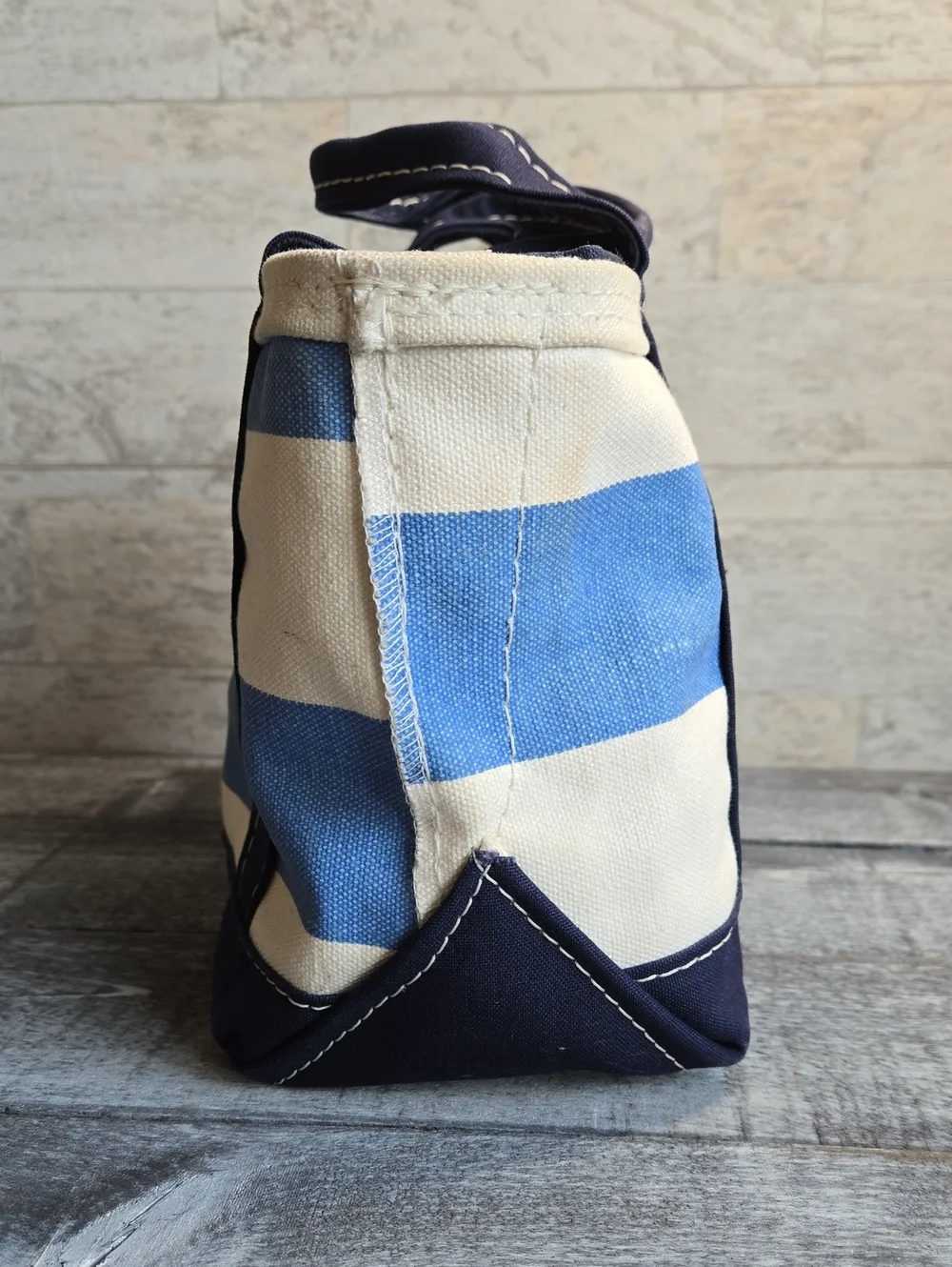 L.L. Bean Vintage Boat And Tote Striped Canvas Bag 90's SKU OAMK6  With Zipper